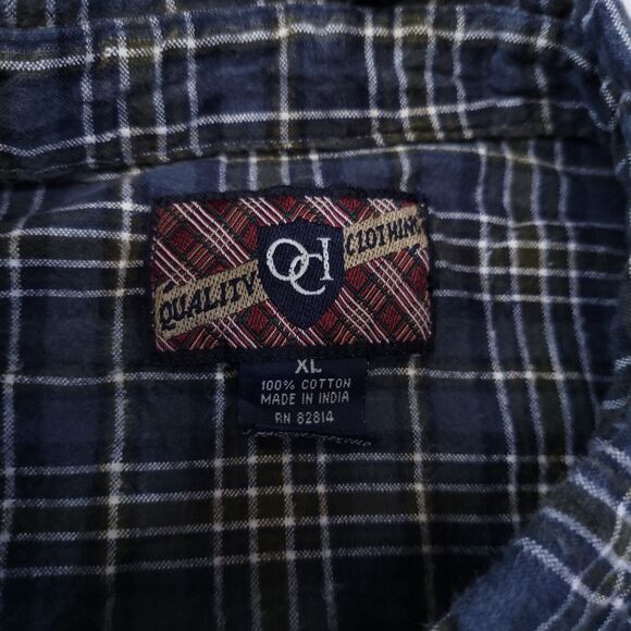 Quality Clothing Tartan Flannel Button Up Shirt Mens Size Extra Large XL Blue - Picture 3 of 10